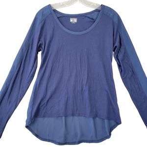 Converse Blue Sheer Preppy Shirt Asymmetrical Long Sleeves Scoop Womens Size S